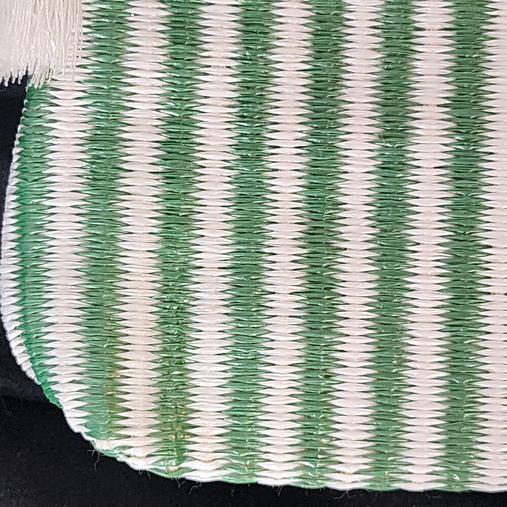 Mario Badescu Green and White Poly Striped Fully Lined Italian Design Makeup Bag - Picture 5 of 16